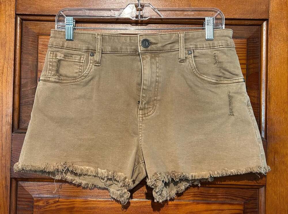 Kut From The Kloth Khaki Brown Distressed Denim Cutoff Shorts Size 4